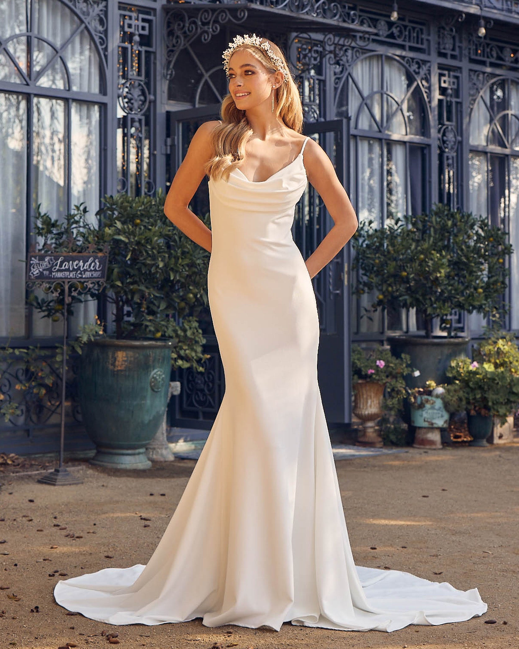 Cowl Neck Wedding Dress